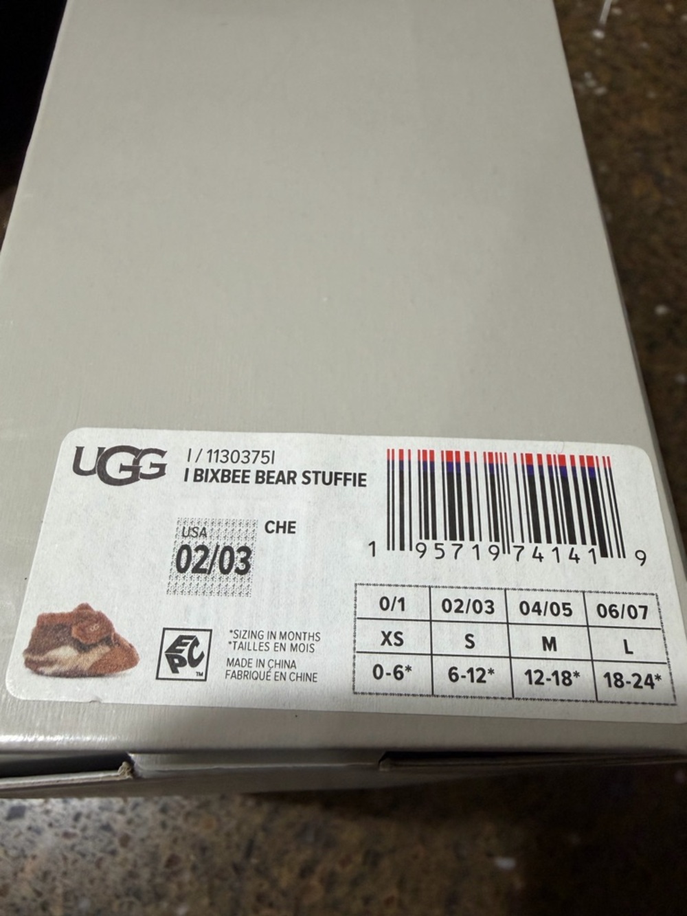 UGG Chestnut Plush Sheepskin Baby Slippers with Logo Tag - Picture 4 of 4